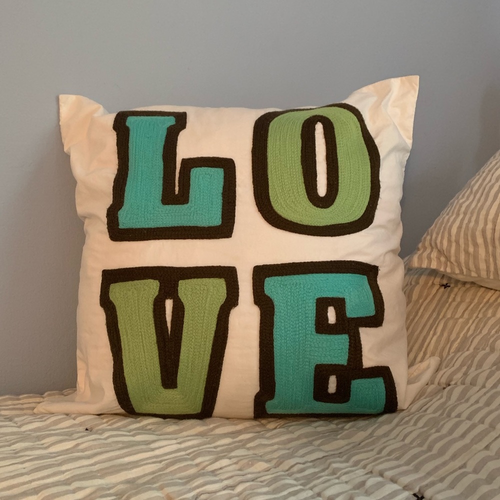 PB Teen LOVE Square Decorative Throw Pillow Cover